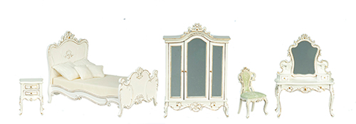 Victorian Bed Set, 5  pc., White